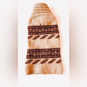 Small Chilly Dog Tan and Warm Brown Fair Isle Dog Sweater, 100% Wool